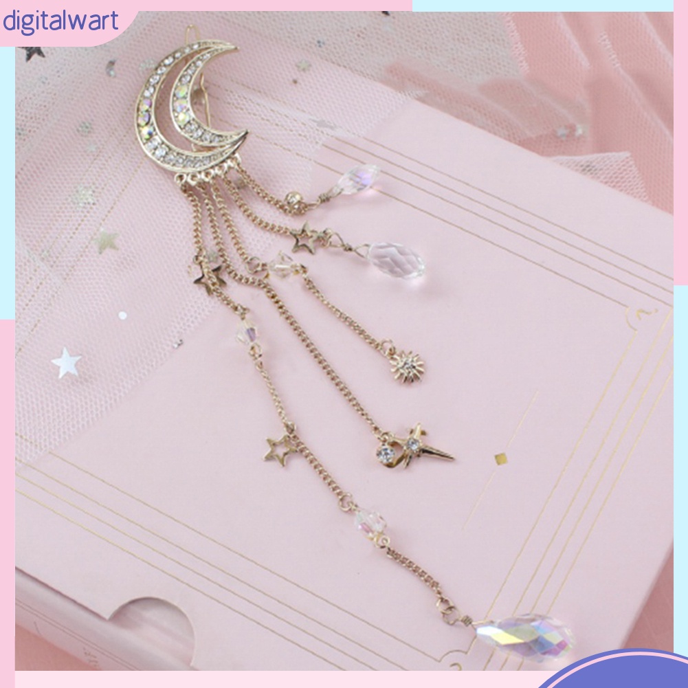 Kẹp Tóc Hình Mặt Trăng Đính Đá Phong Cách Retro Cho Nữ