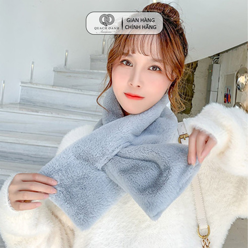 Khăn quàng cổ QO ACCESSORIES cài lông nhung mềm mại ấm áp KH18