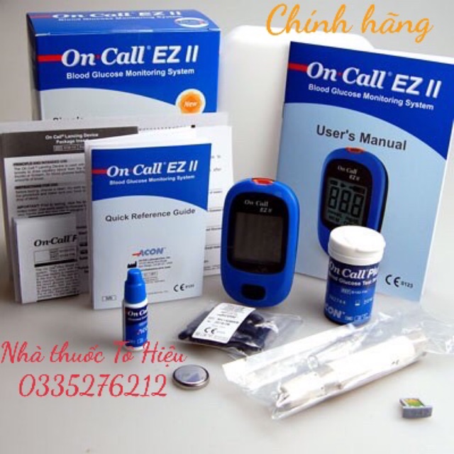 Máy đo đường huyết On Call Ez II Chính hãng - Tặng hộp que 25 que và 50 kim chích máu.