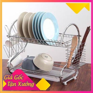 [XẢ KHO+FREE SHIP] Kệ úp bát 2 tầng inox chữ S