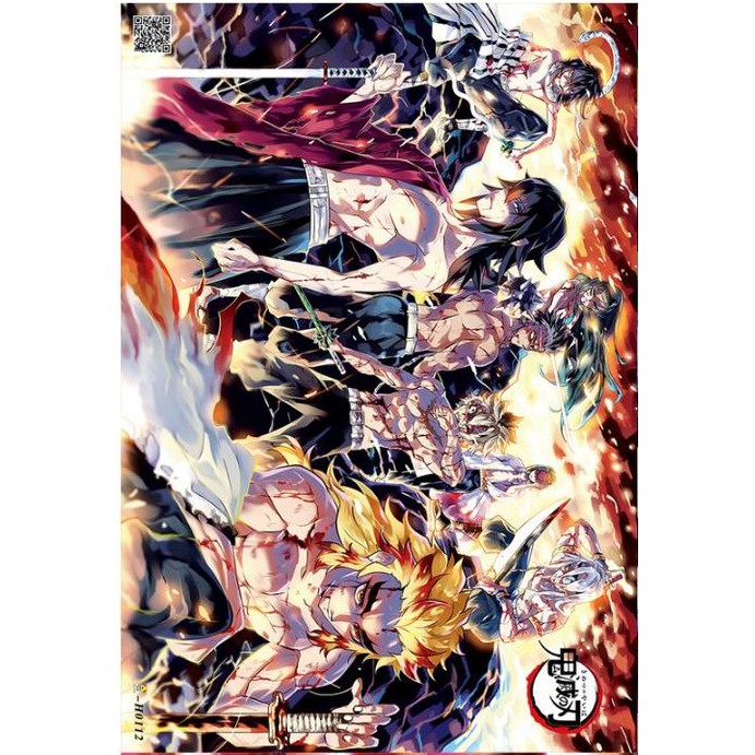Set 8 tấm tranh poster to A3 Kimetsu no Yaiba anime áp phích siêu chất