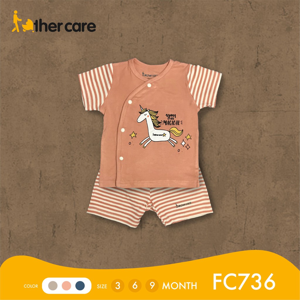 Bộ Quần Áo Cộc Tay FatherCare Cài lệch in hình Kỳ Lân FC736