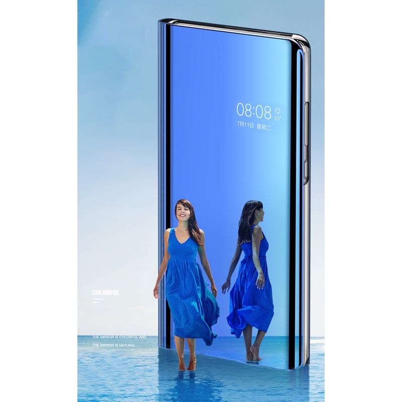 Ốp điện thoại nắp gập tráng gương thông minh sang trọng kèm giá đỡ cho OPPO RENO RENO ACE 2 2Z 2F FINDX FINDX2