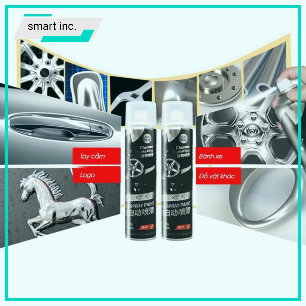 Sơn Mạ Crom Inox Xịt Mạ Chrome Bạc Sịt Tráng Gương Kim Loại 350ml