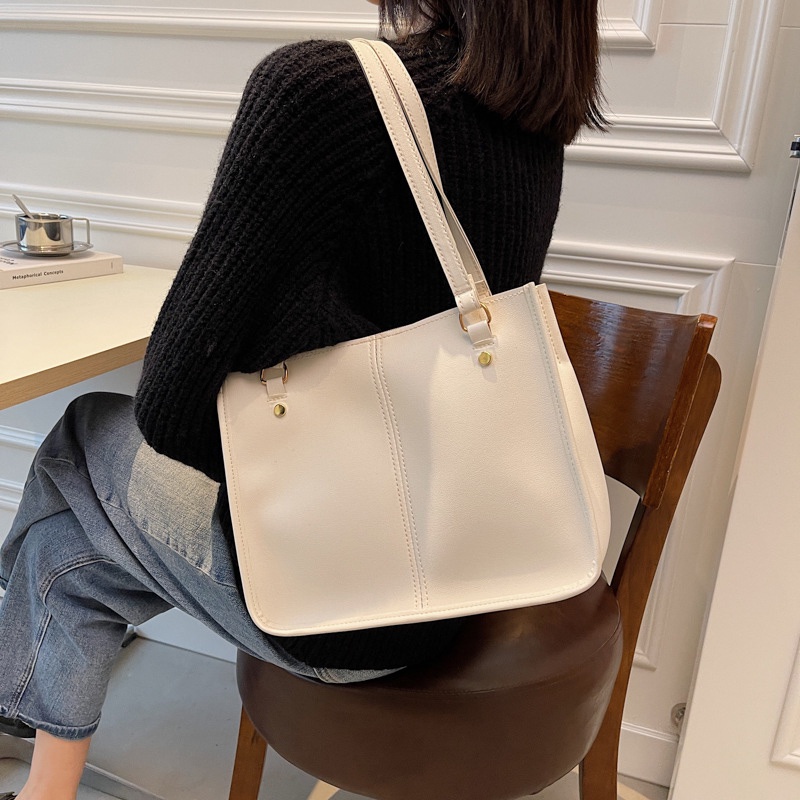 Túi xách IELGY tay đeo vai màu trơn sức chứa lớn phong cách âu Mỹ cổ điển thời trang dành cho nữ