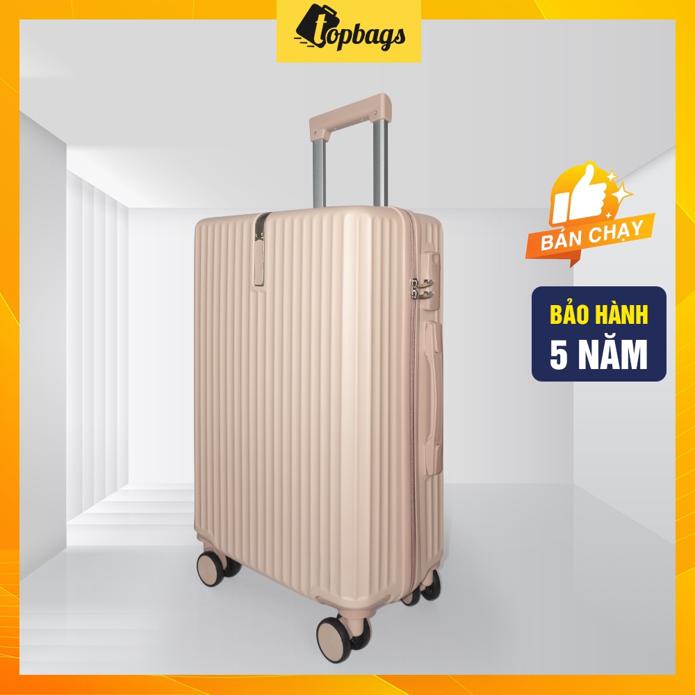 Vali kéo nhựa VL035 size 22 màu kem - Vali kéo nhựa TOPBAGS