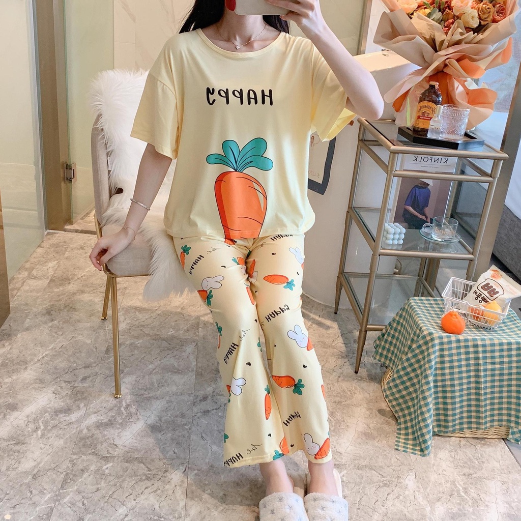 Bộ Đồ Ngủ Gồm Áo Thun Tay Ngắn + Quần Short Thời Trang Dành Cho Nữ | BigBuy360 - bigbuy360.vn