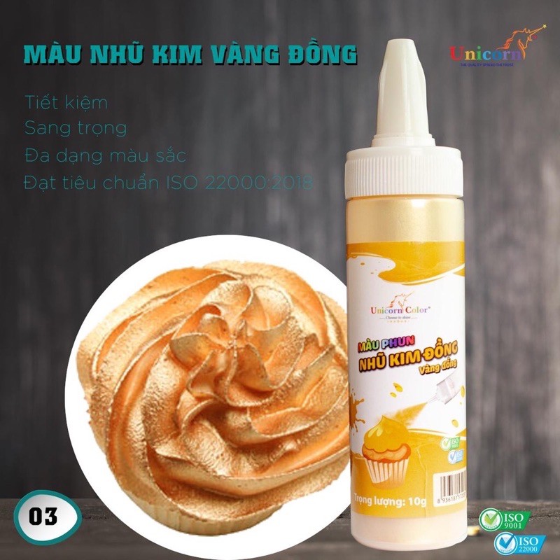 Màu 10G Vàng Đồng - Mã 03 - Unicorn Color (Dạng Bột Nhũ Ánh Kim)