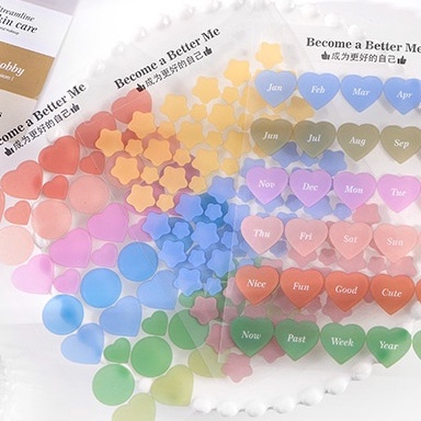 SET 6 TỜ STICKER NGÀY THÁNG, SỐ, CHỮ NHIỀU MÀU CUTE