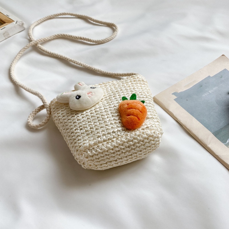 Túi Đeo Vai Đan Lát Có Khóa Kéo Phong Cách Bohemian Dễ Thương Thời Trang Mùa Hè Cho Bé Gái