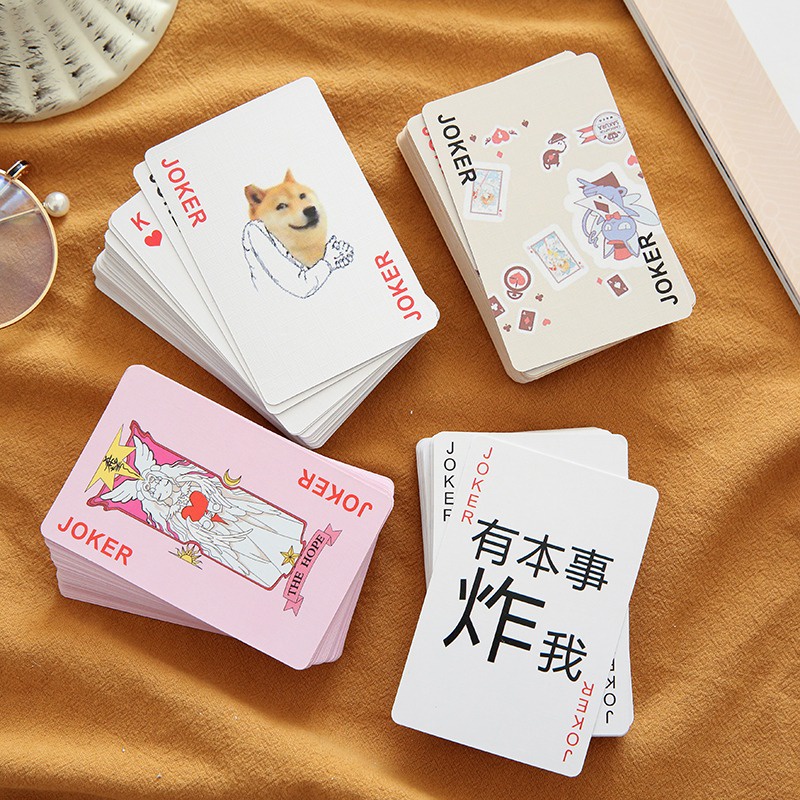 Bộ thẻ bài in hình troll sakura chó shiba 54 lá khác nhau bộ tú bài tây anime manga chibi xinh xắn
