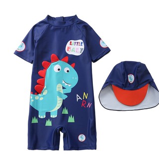 Đồ bơi liền thân cho bé trai 7-25kg kèm mũ che gáy