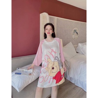 Đầm Ngủ Lụa Satin Tay Raplan Hình Dễ Thương