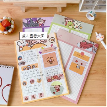 Set B5 Giấy viết, giấy ghi chú, giấy note trang trí DIY Cô Bé dễ thương thoả sức sáng tạo trang trí sticker washi tape