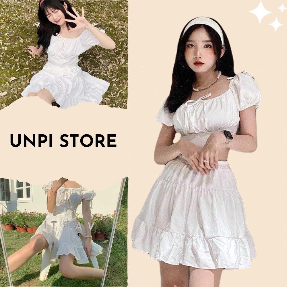 Set váy đầm kèm áo trễ vai hai màu nhẹ nhàng xinh xắn UNPISTORE 001101