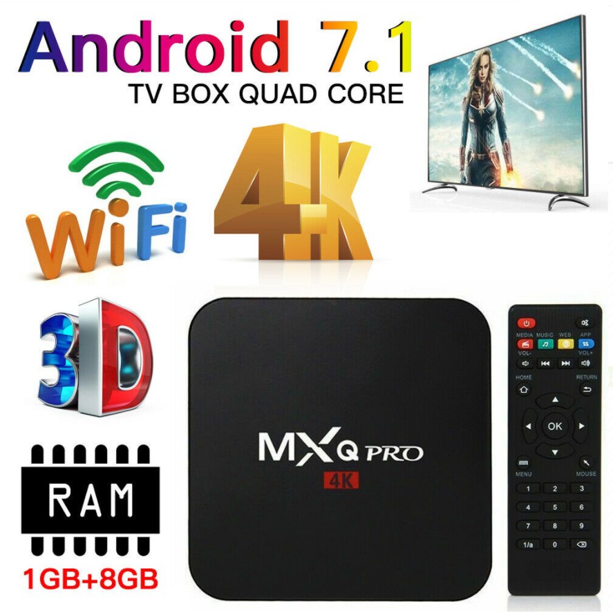 Tv Box Mxq Pro Android 7.1 Smart 5g 1g 8g & 2.4g & 5g Wifi 4k Google Netflix Youtube Chất Lượng Cao