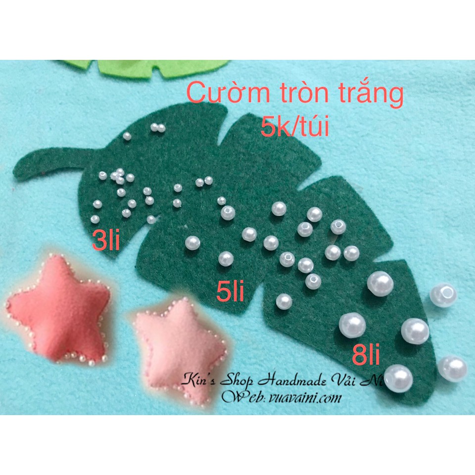 Cườm Tròn Màu Trắng dùng đính hạt cườm trang trí, phụ liệu may mặc, pha phối váy áo, làm đồ handmade, phụ liệu may mặc