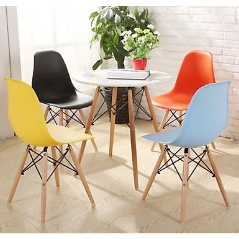 Ghế Eames nhiều màu Chân Gỗ ghế cafe bàn,ăn,ghế ngồi học, làm việc,dễ dàng tháo ráp di chuyển
