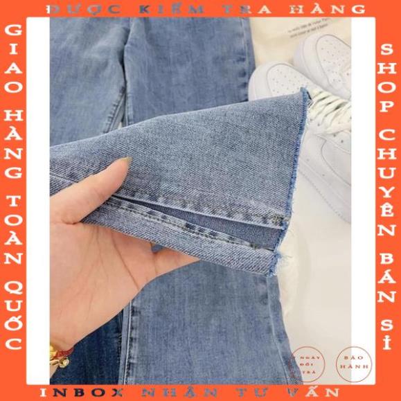 Quần jeans ống đứng xẻ gấu co dãn cạp cao lên phom chuẩn đẹp chungmo