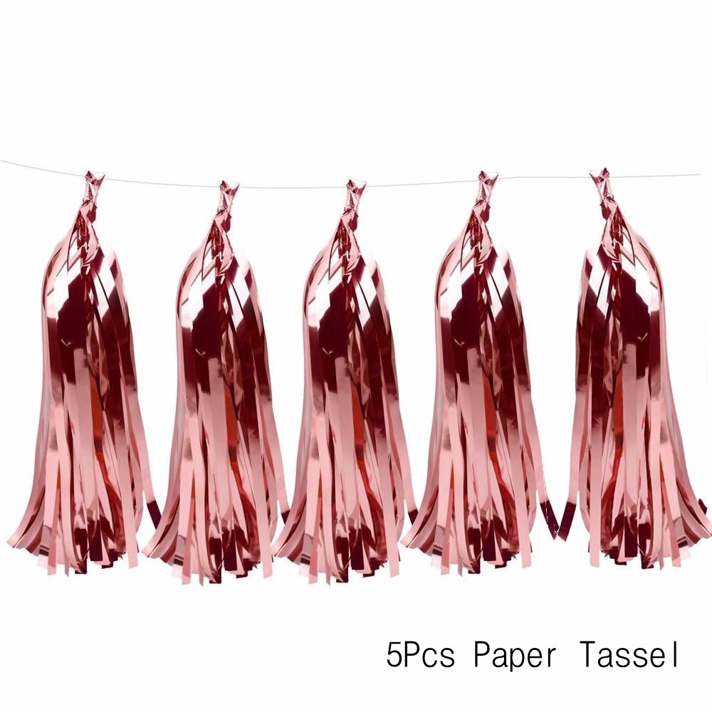 Bộ sản phẩm rèm hoa giấy tua rua màu vàng hồng trang trí tiệc tiện dụng