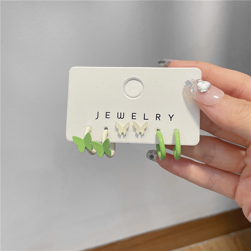 Bộ 6 Khuyên Tai Hình Chữ C/Bướm Đơn Giản Thời Trang Phong Cách Hàn Quốc Cho Nữ