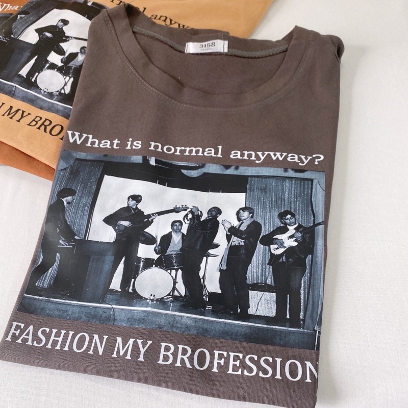 Áo phông 3158, áo thun tay lỡ form rộng chất cotton in hình ban nhạc