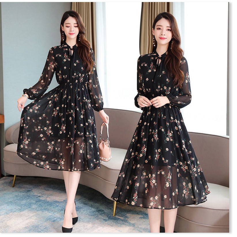 ĐẦM LỤA HOA,HỌA TIẾT ĐƠN GIẢN NHƯNG KHÔNG KÉM PHẦN SANG TRỌNG THỜI TRANG KOKO MI