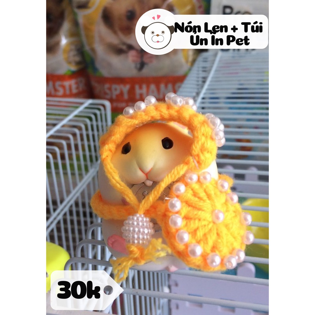 Nón len CÀI VÀNG HỘT KÈM TÚI cho hamster, sóc, bọ, thú nhỏ