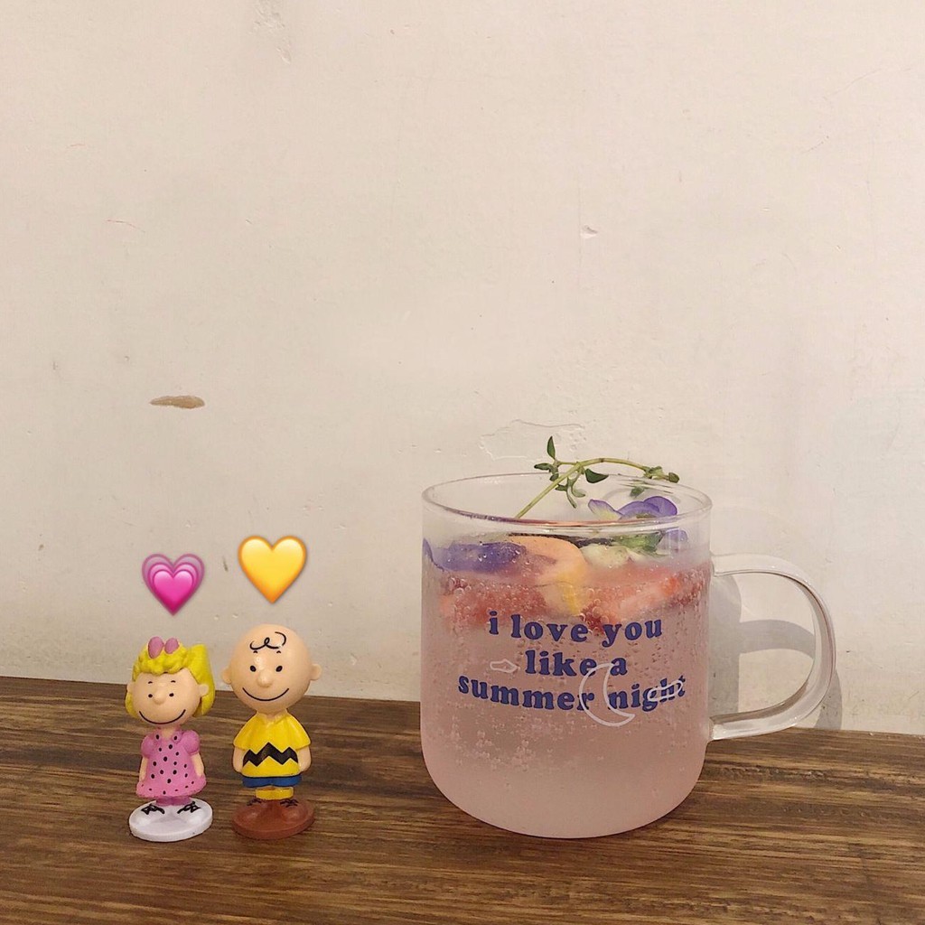 Cốc Ly Thủy Tinh Uống Nước và Trà Sữa Summer Nights Tối Giản Kiểu Hàn