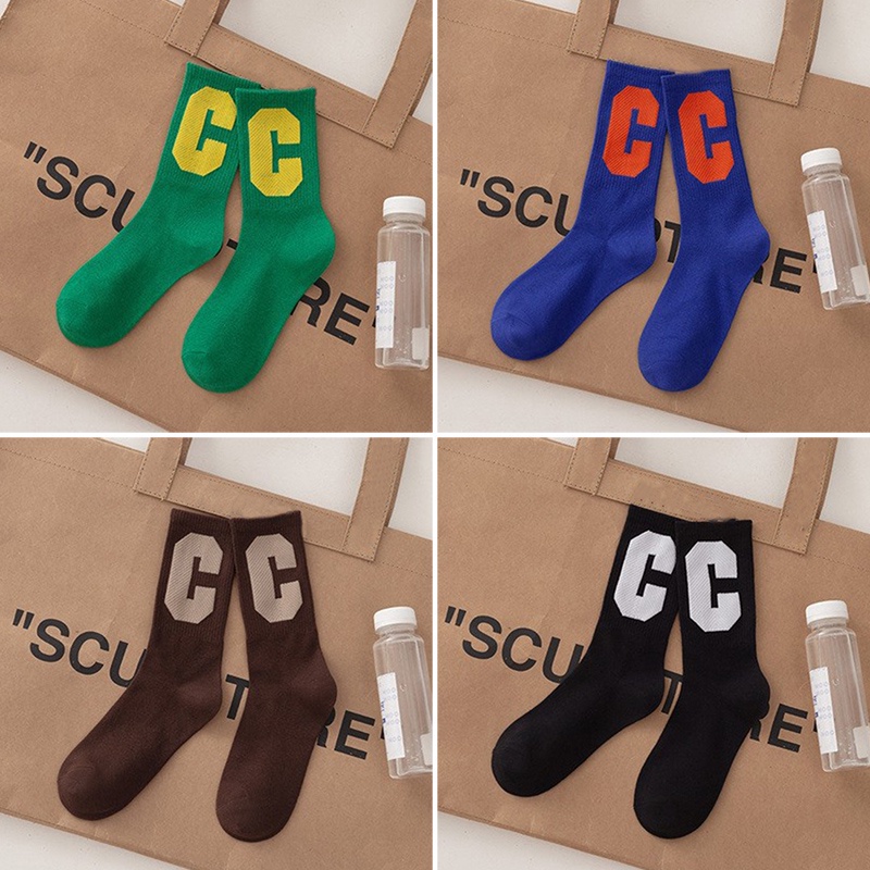 Vớ thể thao bằng cotton in chữ C nhiều màu sắc thời trang thu đông hàng mới