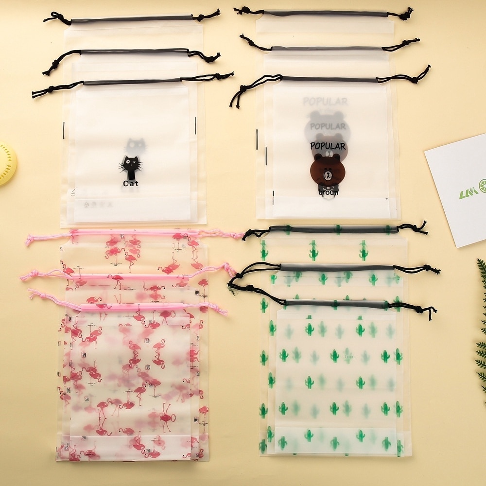 Túi Đựng Dây Rút Trong Suốt Đựng Đồ Trang Điểm Thiết Kế Tiện Lợi