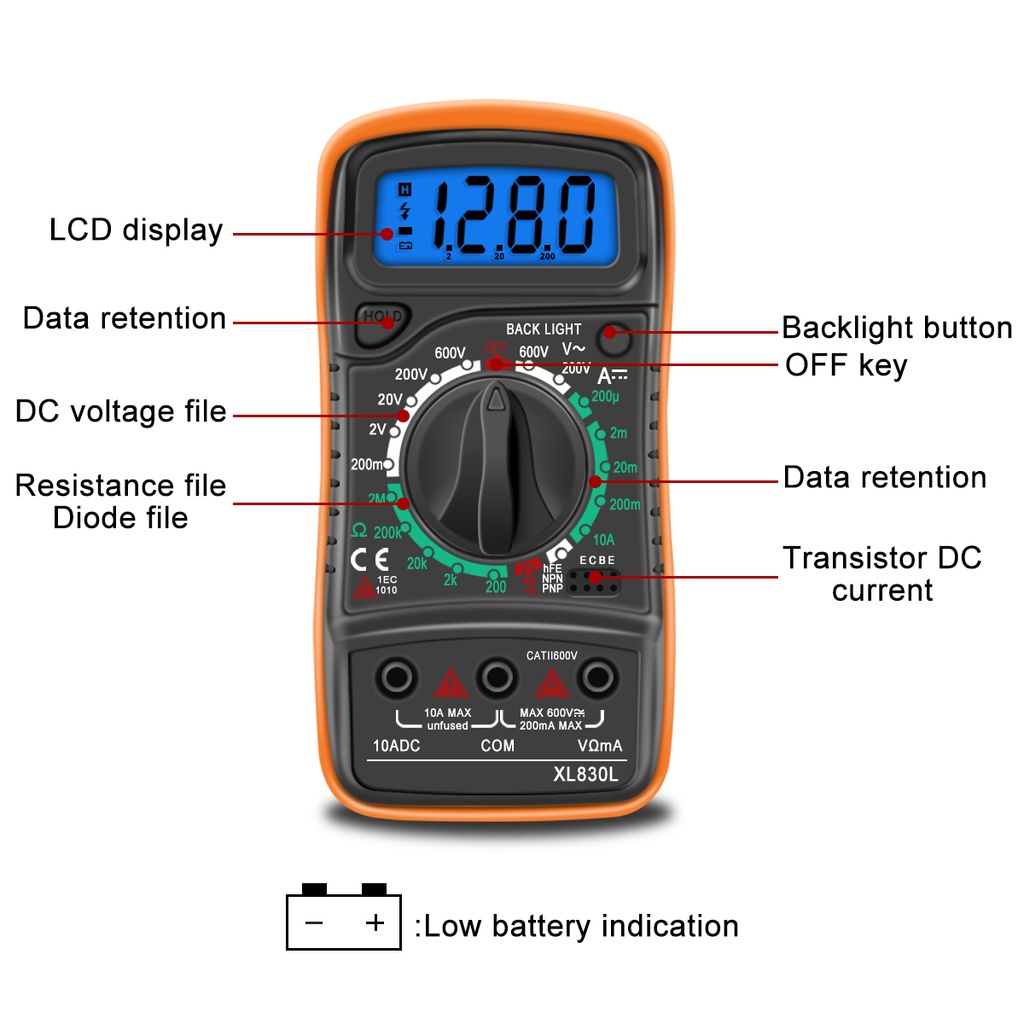 Đồng hồ vạn năng QHTITEC XL830L / DT-830B kỹ thuật số có màn hình LCD