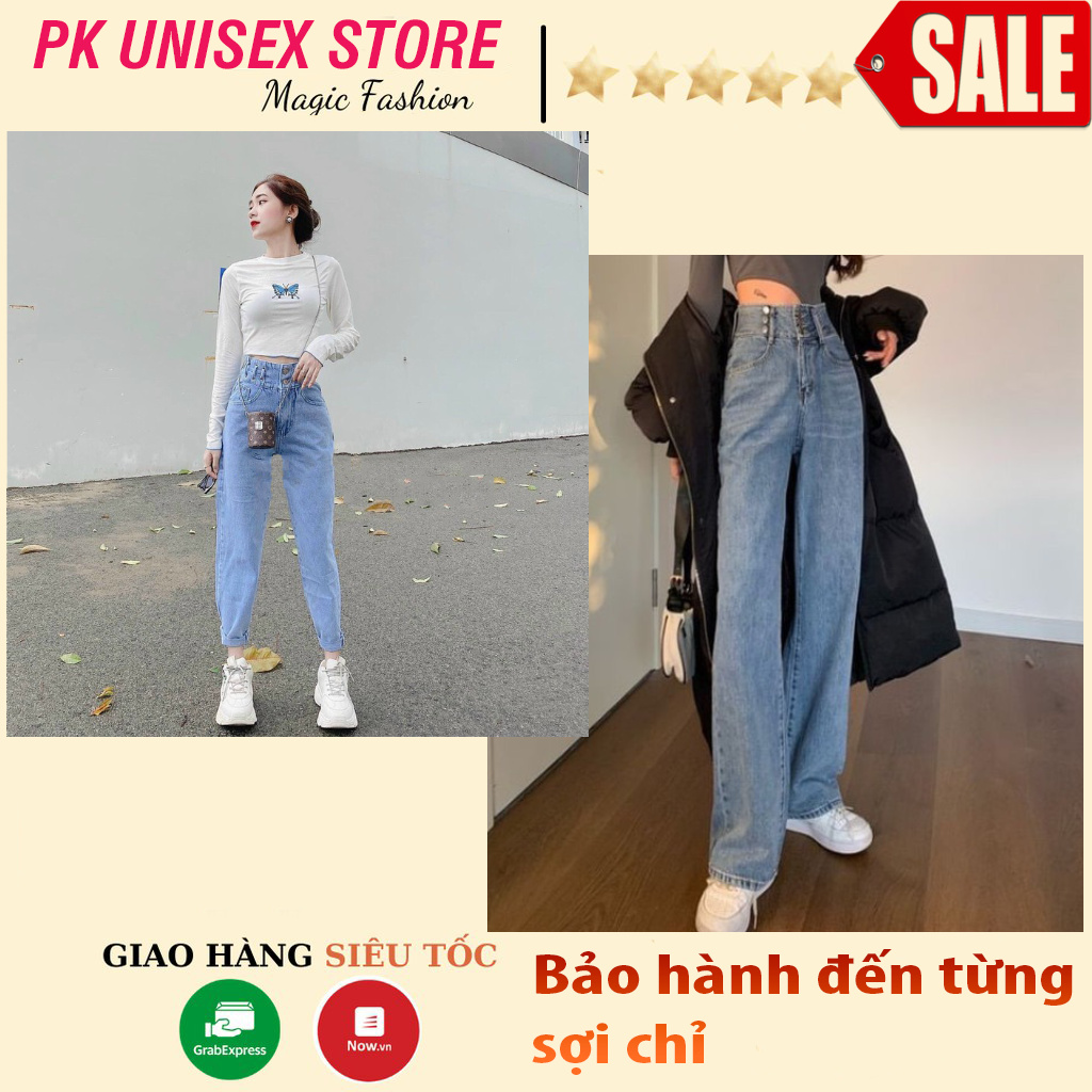 ❤️❤️Quần Jeans Baggy Nữ Ống Rộng, Lưng Cao, Màu Xanh Nhạt, Dễ Phối Đồ Dành Cho Nữ, Cam Kêt Đổi Trả Hàng