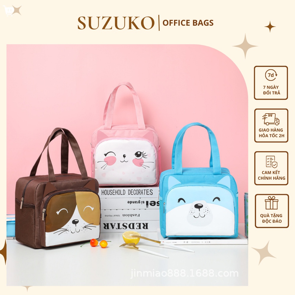Túi đựng hộp cơm trưa văn phòng giữ nhiệt thức ăn, thực phẩm, bình nước dễ thương vải Oxford cao cấp đẹp TC015