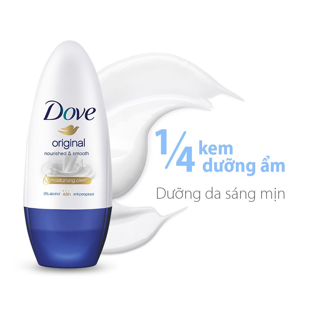 Combo 2 Lăn khử mùi Dove Dưỡng da Sáng mịn dành cho nữ, 40ml