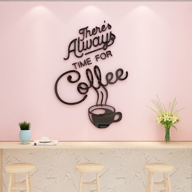 Tranh dán tường mica dán nổi trang trí quán càe, trà sữa, phòng khách, phòng tập gym
