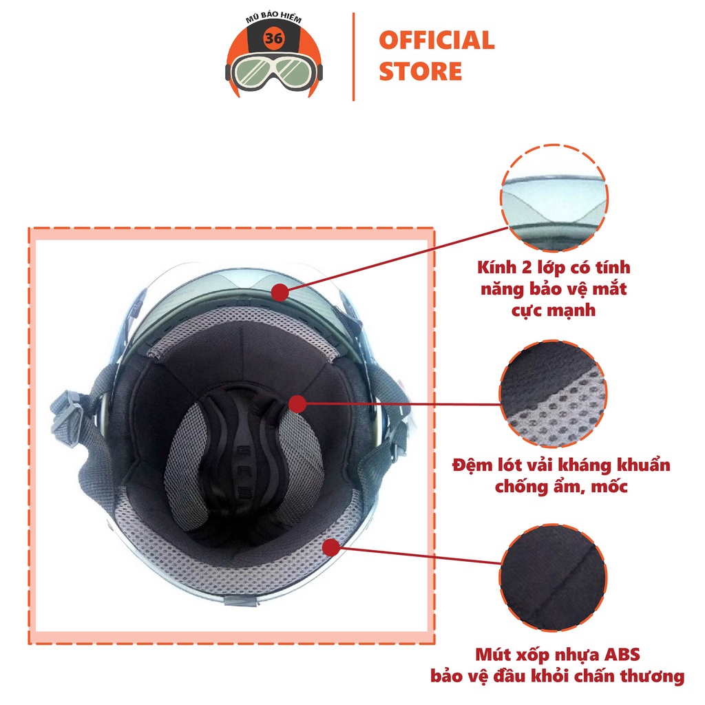 Mũ bảo hiểm nửa đầu GRS A966K 2 Kính (màu xanh tím than nhám)