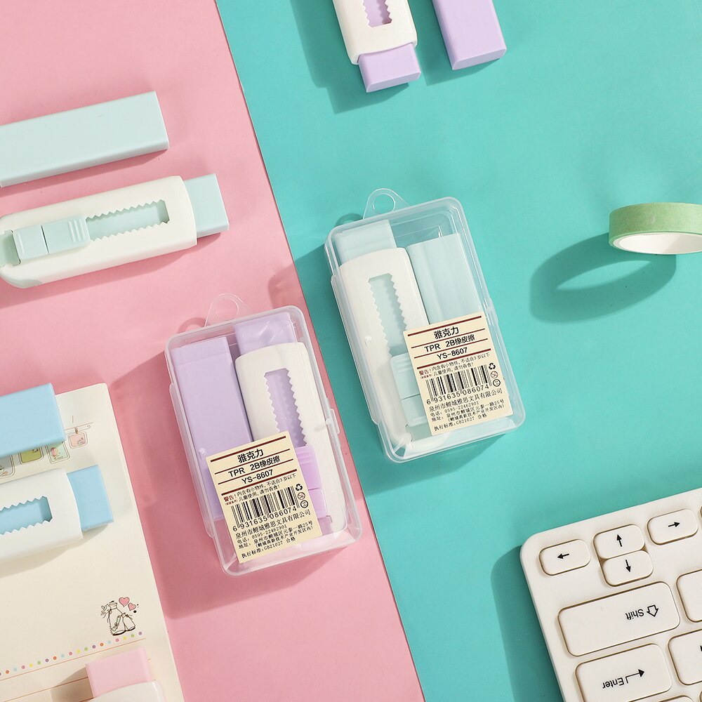 Gôm tẩy dạng kéo đẩy màu macaron thiết kế đơn giản sáng tạo