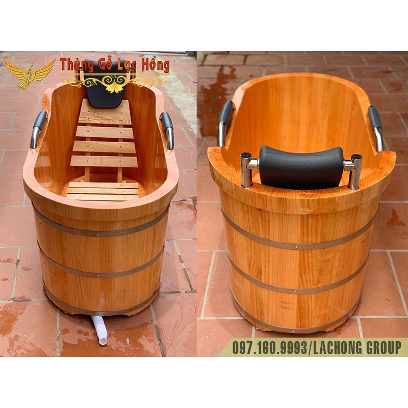 Bồn Tắm Gỗ Thông Nhật Có Tay Nắm Tựa Đầu Bọc Da | BigBuy360 - bigbuy360.vn