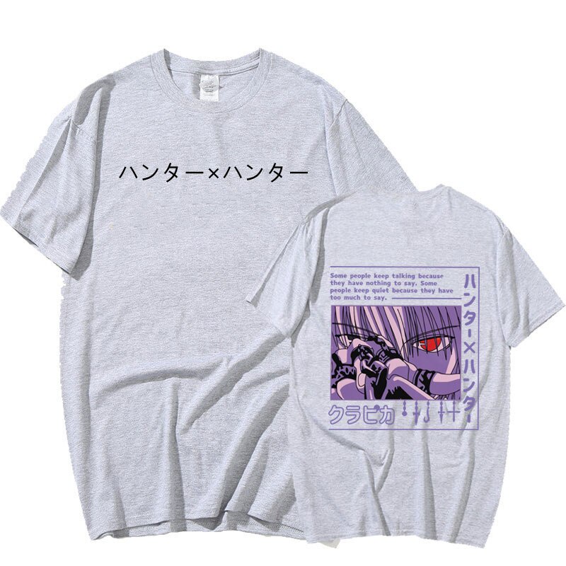 Áo Thun Nam Ngắn Tay Nữ Hunter X Hunter Anime Manga Kurapika Mắt Áo Unisex Oversized Đen T áo Thun Cao Cấp