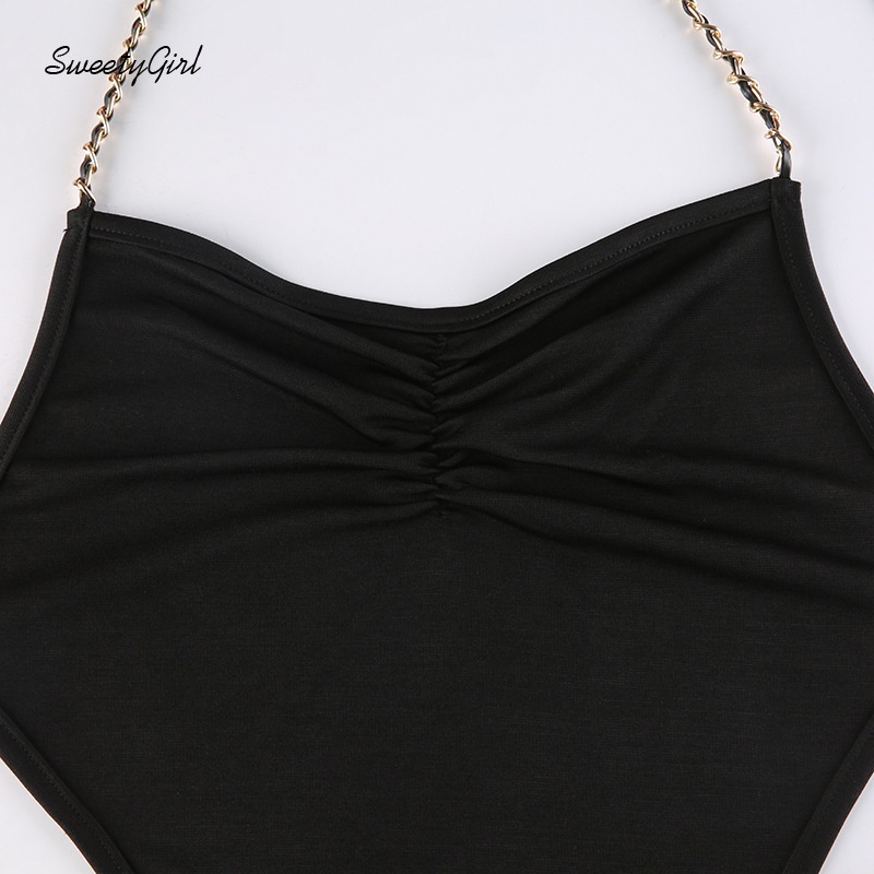 Áo Liền Quần Hở Lưng Cổ Chữ V Màu Sắc Trơn Quyến Rũ Dành Cho Nữ