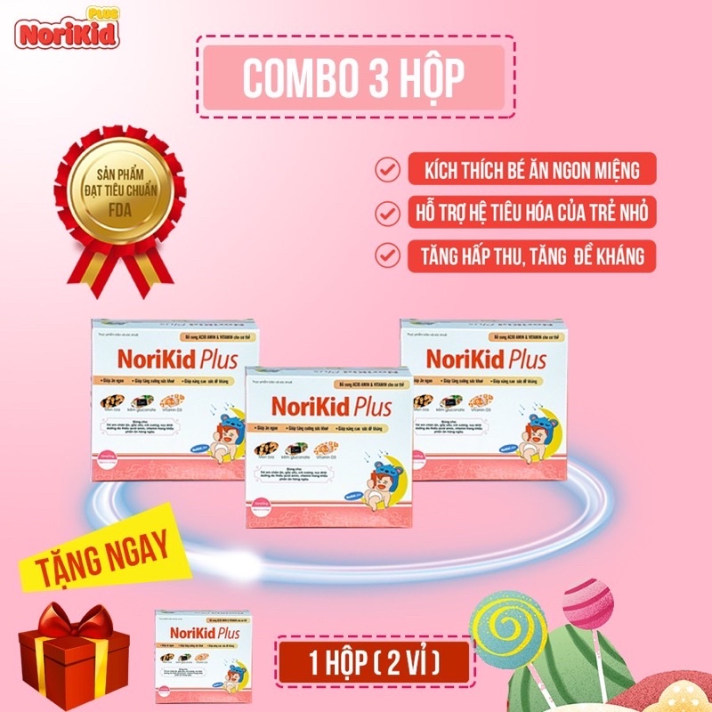 Sirô Ăn Ngon Norikid Plus Nhật Bản 3 in 1 Cho Bé [COMBO 3HỘP TẶNG 1HỘP]