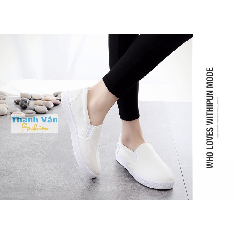 Giày lười nữ TV041 (vải trắng) | BigBuy360 - bigbuy360.vn
