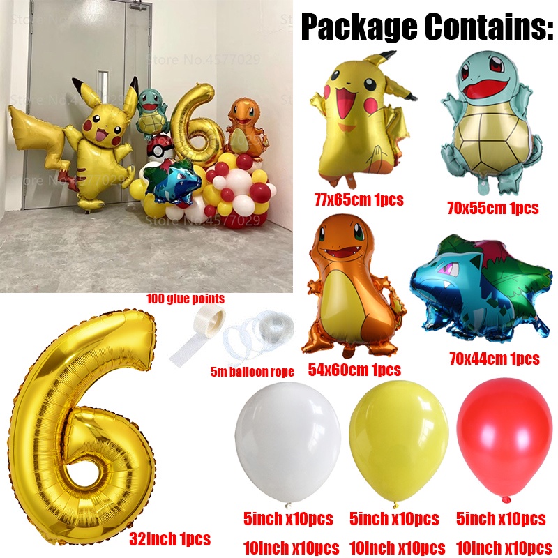 TAKARA TOMY Set 67 Bong Bóng Nhôm Hình Pokemon Trang Trí Tiệc Sinh Nhật Cho Bé