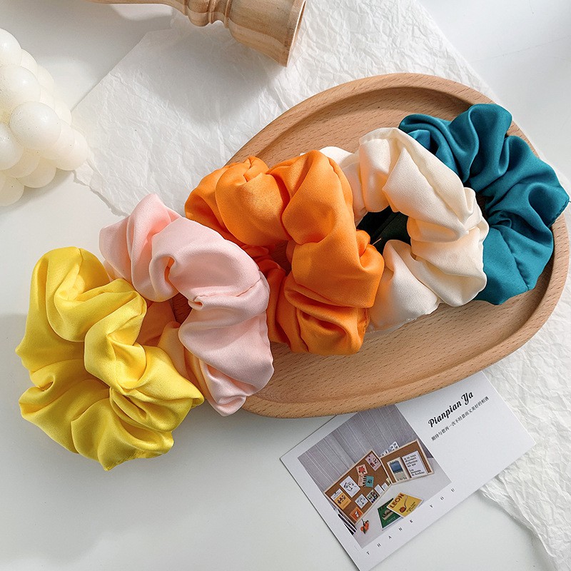 【QM】 Dây cột tóc vải satin màu trơn phong cách hàn quốc thời trang xinh xắn (Hair Scrunchies)