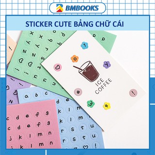 Sticker dán sổ bảng chữ cái Alphabet hình tròn màu trơn đơn sắc BMBooks