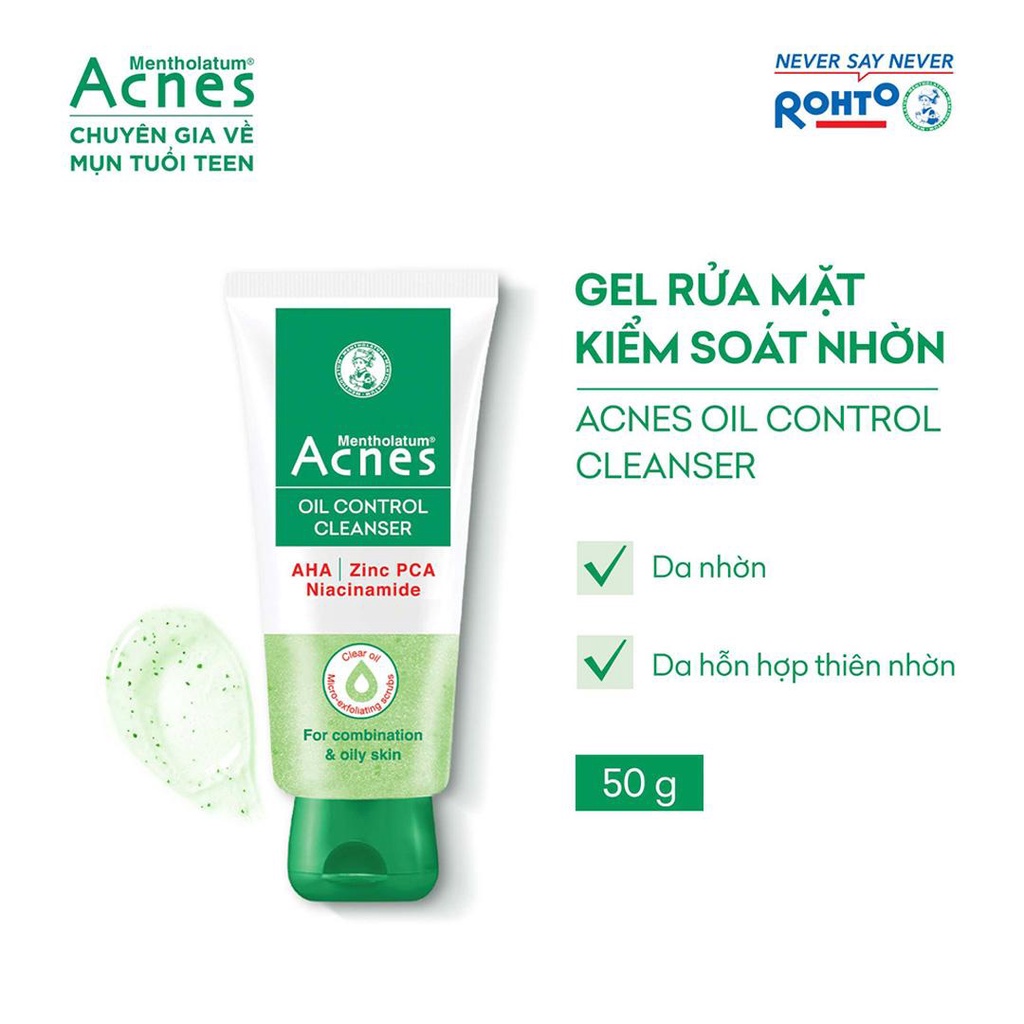 Gel Rửa Mặt Acnes Giúp Kiểm Soát Nhờn, Kháng Khuẩn Mụn Oil Control Cleanser Gel