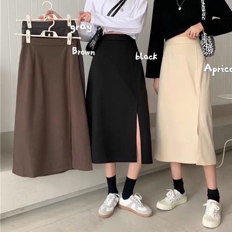 Chân váy dài midi xẻ bên cực dễ phối đồ