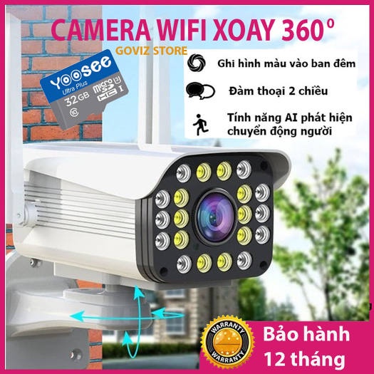 Camera wifi Ngoài trời 36led Lite xoay 355 độ có màu ban đêm