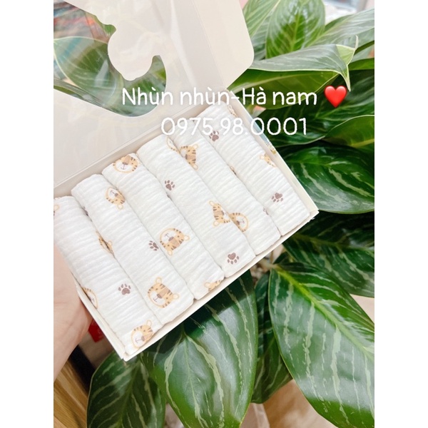 (Nhùn nhùn)Khăn sữa Mipbi/ khăn tắm sợi tre Mipbi cao cấp 30*30( set túi 10 c/ set hộp 6c như hình)
